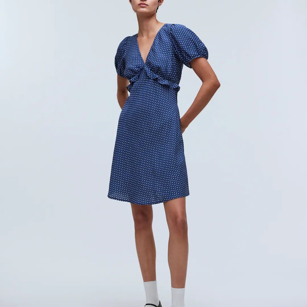Madewell Blue Polka Dot Mini Dress